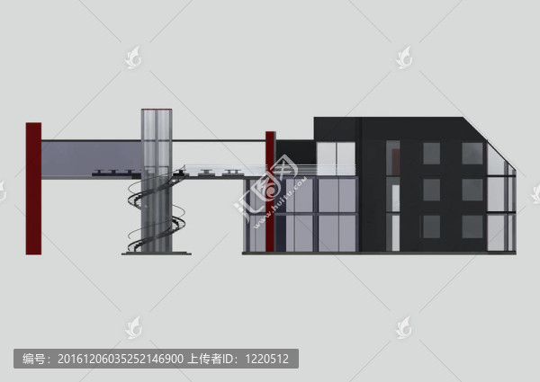3D辦公大樓-側(cè)視圖