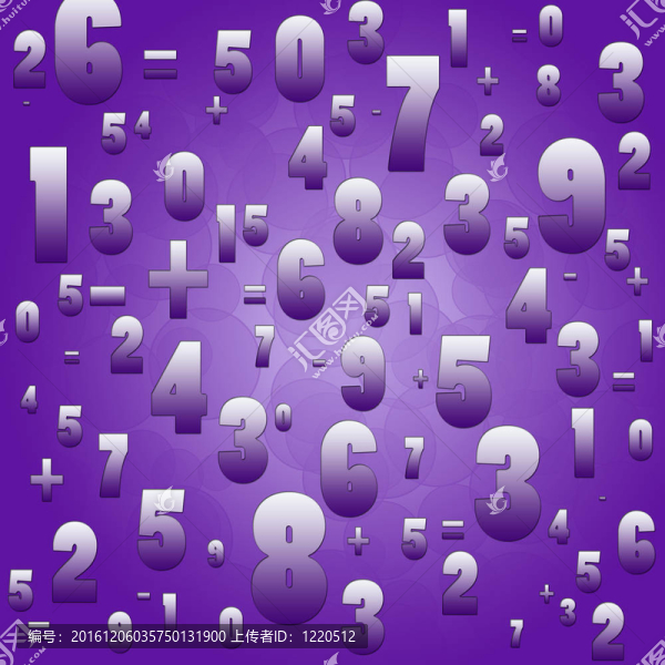 紫色背景下的數(shù)學(xué)數(shù)字和符號(hào)