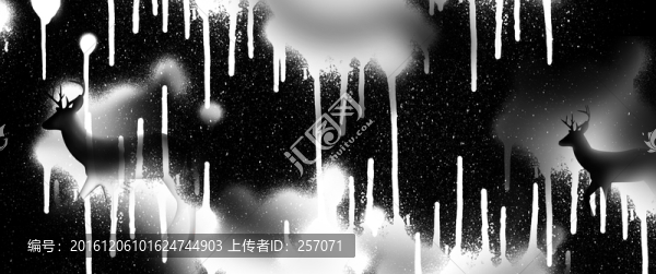 水墨抽象麋鹿無框畫,TIF分層