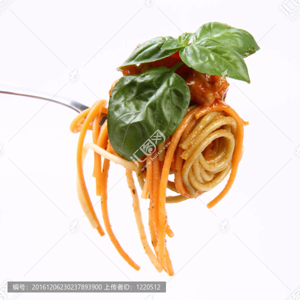 意大利面肉醬在叉