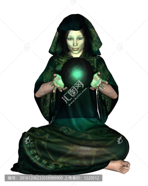 女性神秘主義者與Crystal,Ball