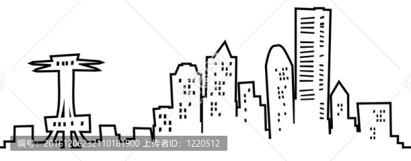 卡通的西雅圖天際線