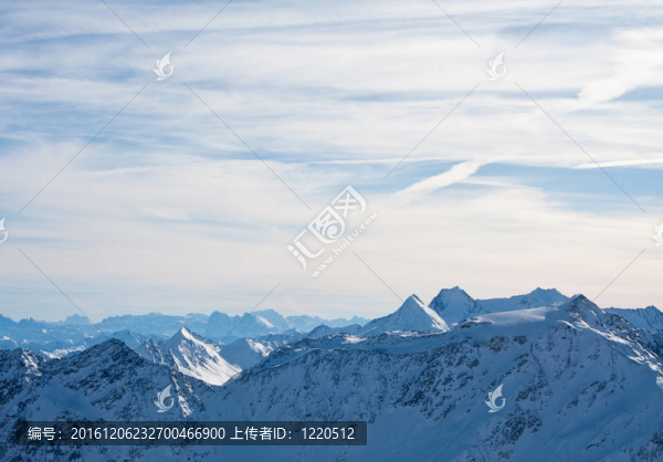 冬下雪山。阿爾卑斯山脈。Solden。奧地利
