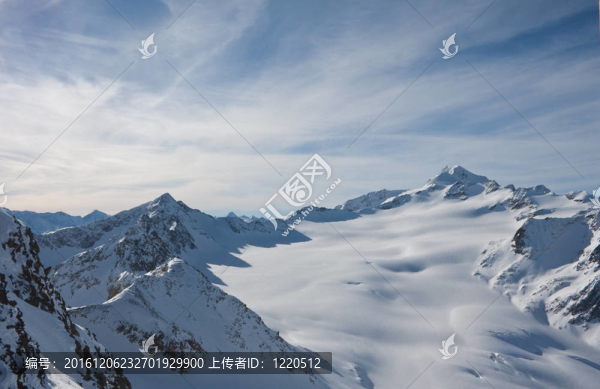 冬下雪山。阿爾卑斯山脈。Solden。奧地利