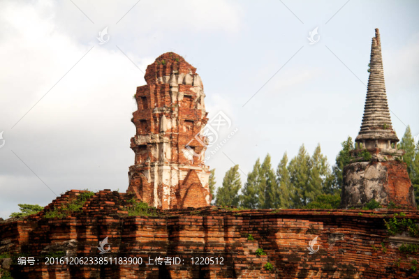 在Wat,chaiwattanaram寺塔；Ayutthaya；泰國(guó)