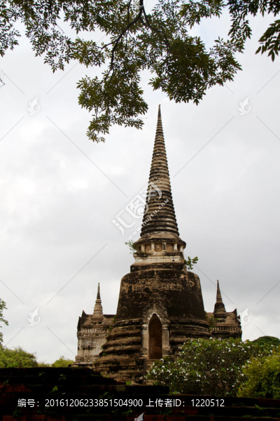 在Wat,chaiwattanaram寺塔；Ayutthaya；泰國