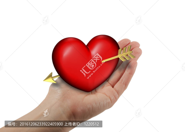 白色背景上的紅色和胖女人的手心中留下