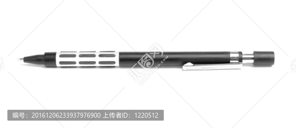 黑色塑料鉛筆。白色背景孤立