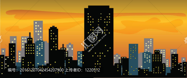 大城市天際線日落