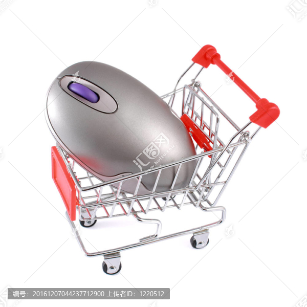 白色購物車中的無線鼠標(biāo)
