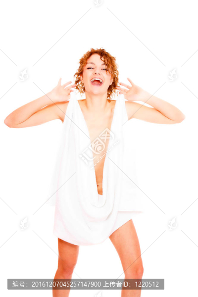 美麗的年輕女子毛巾