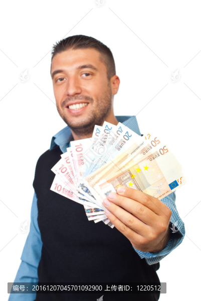商人給歐元紙幣