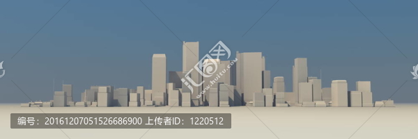 大城市景觀模型三維陰影稍有霧