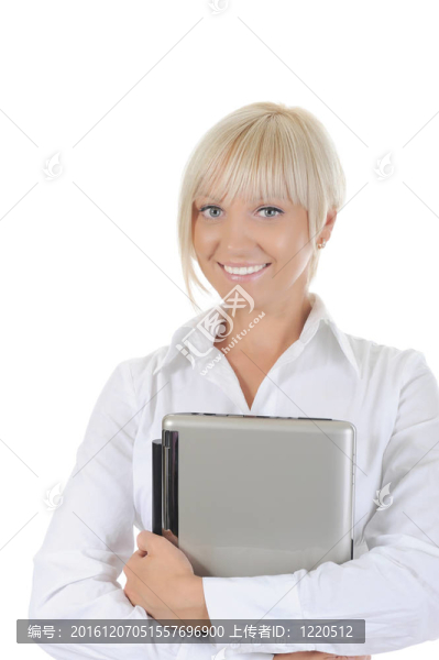 帶電腦的金發(fā)女郎