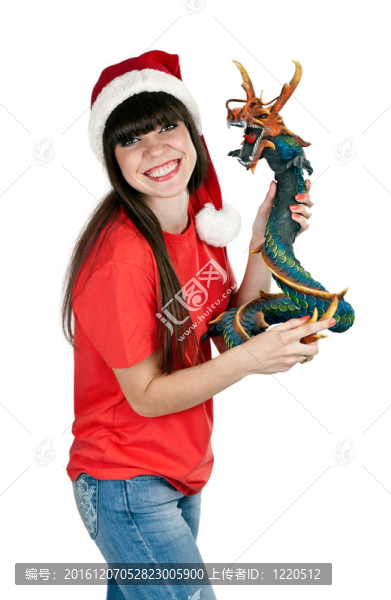 Santa女孩用裝飾木龍帽