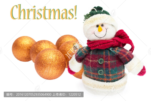 快樂雪人與球；圣誕卡