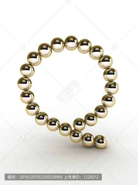 黃金珠3D字母。