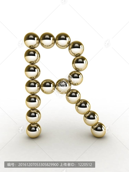 黃金珠3D字母。