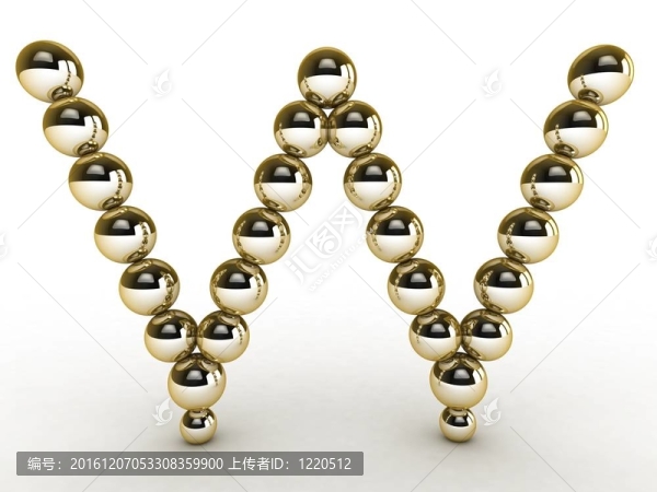 黃金珠3D字母。