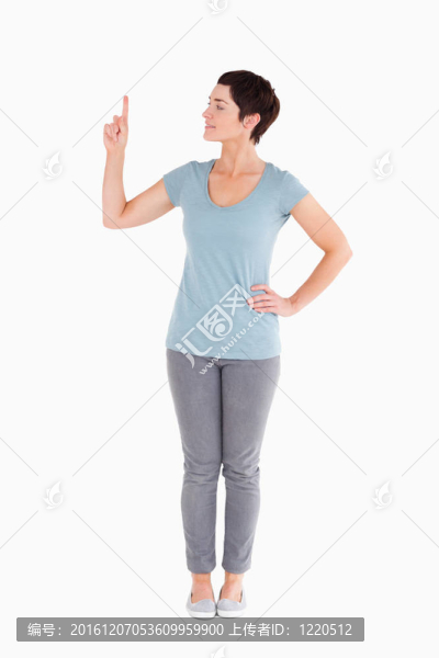 漂亮的女人指著復(fù)制空間