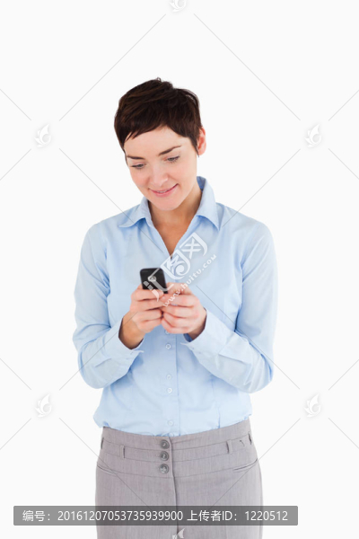 一個商人發(fā)送短信的肖像