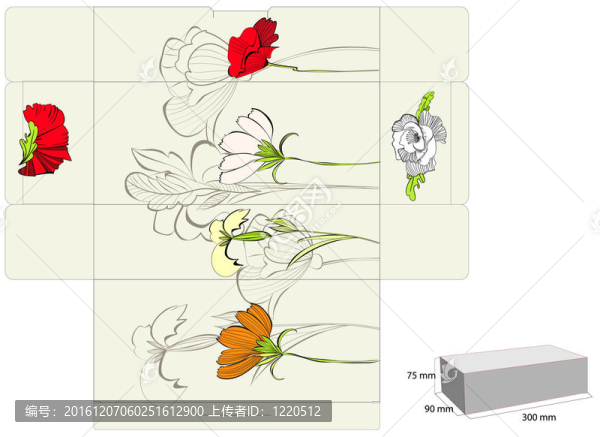 帶花盒子的程式化模板