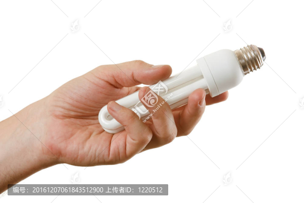 節(jié)能燈在他的手中
