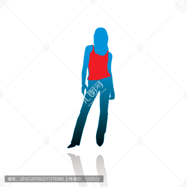 在T恤衫的女人剪影