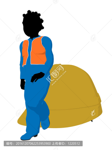 非洲裔青少年建筑工人插畫