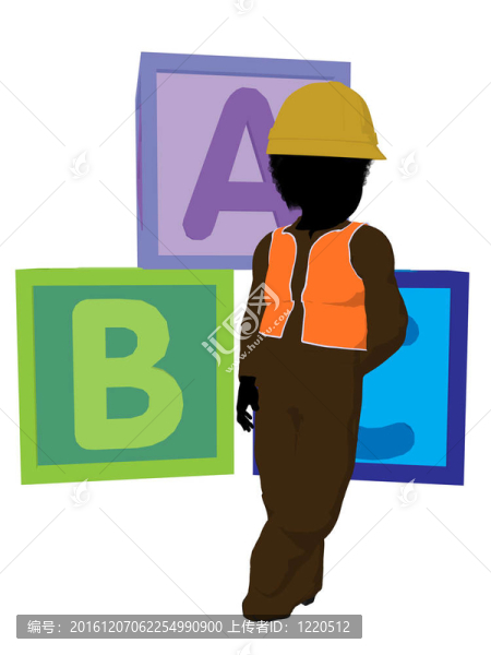 非洲裔青少年建筑工人插畫(huà)