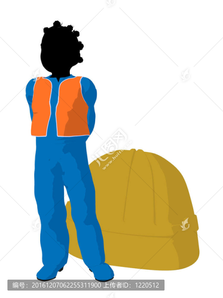 非洲裔青少年建筑工人插畫