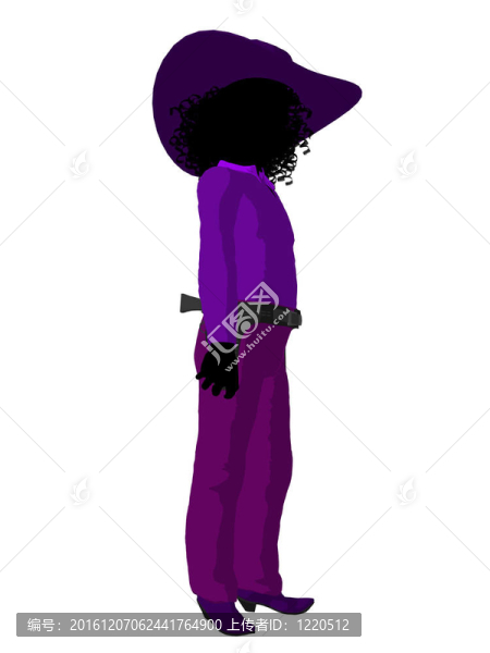 非洲裔美國青少年牛仔插畫