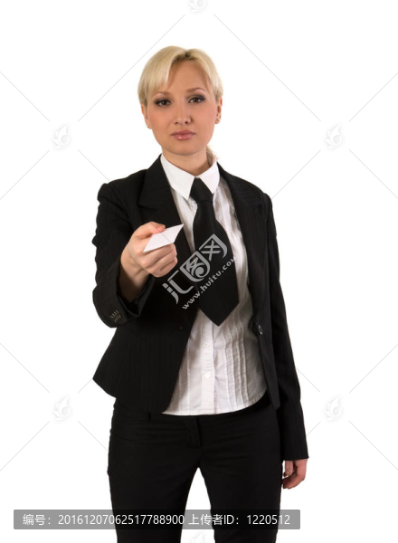 帶名片的女性。