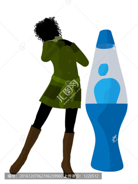 非洲裔美國迪斯科女孩剪影插畫