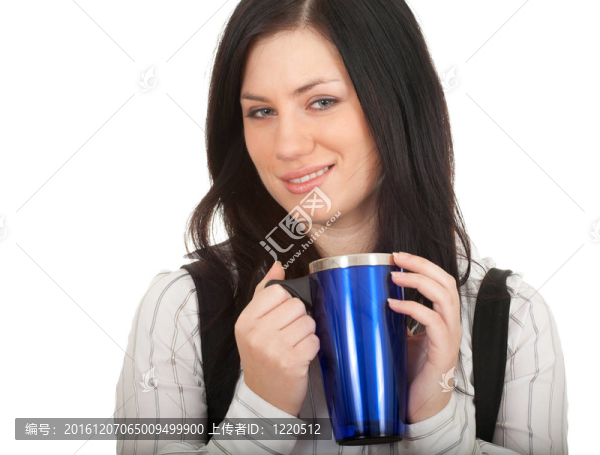 年輕漂亮的女人與大藍(lán)杯