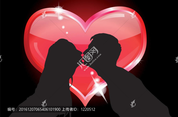情侶接吻的剪影
