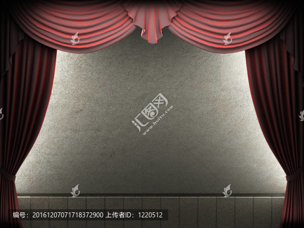 紅絲絨窗簾和石墻