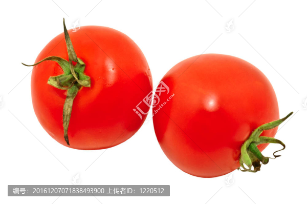 兩個紅色西紅柿；白色背景分離