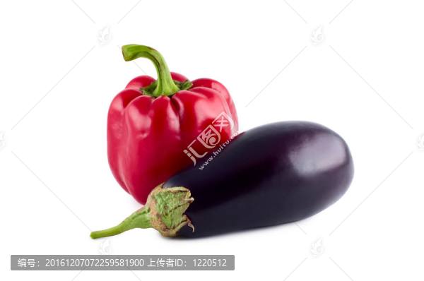 辣椒；白背景茄子。
