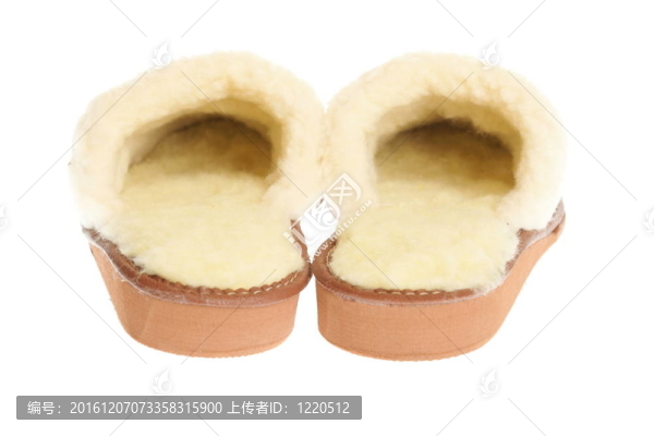 白色背景上的棕色拖鞋。