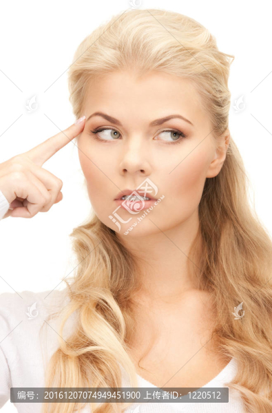 沉思的女商人在白
