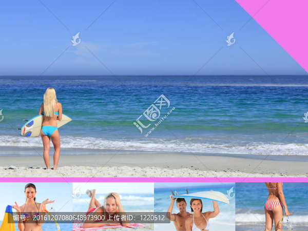 海灘上的美女蒙太奇