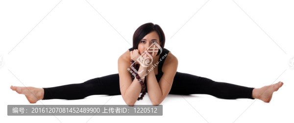 女人坐在瑜伽與珠-,Upavistha,Konasana