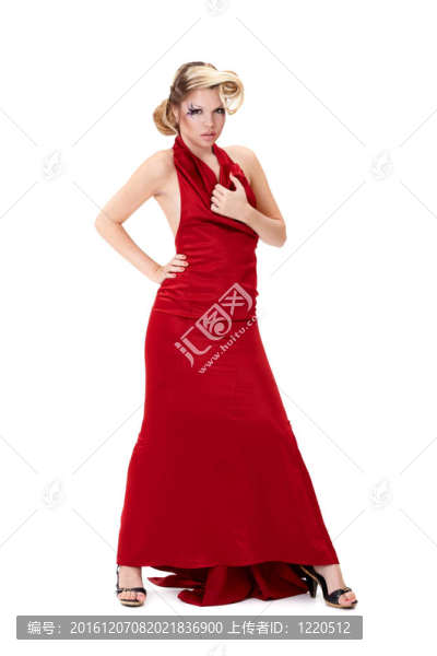 穿紅衣服的女士