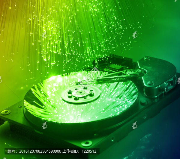 技術背景的計算機硬盤和光纖頭