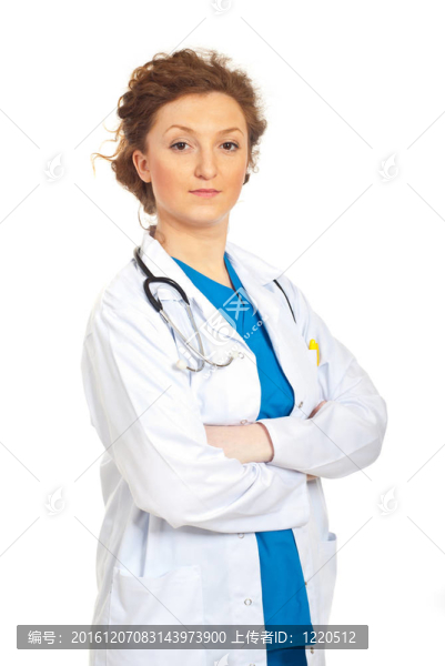 漂亮的醫(yī)生婦女雙臂折疊