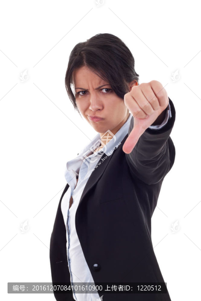 商業(yè)女性的手勢大拇指朝下