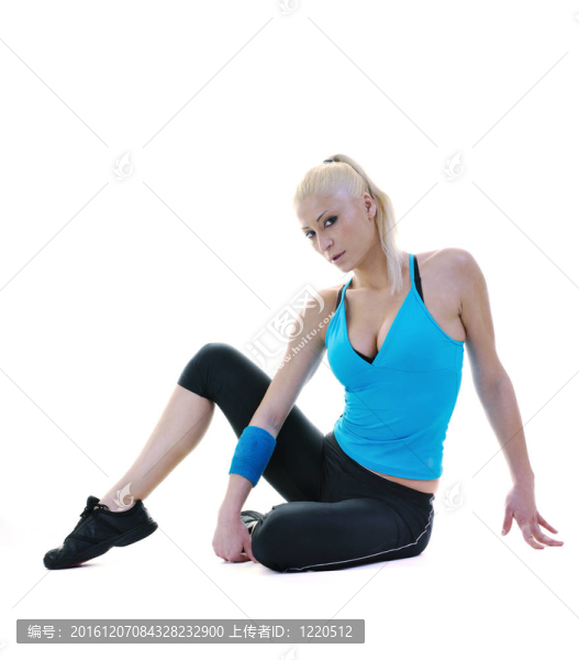 健身和鍛煉與金發(fā)女人