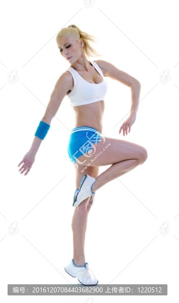 健身和鍛煉與金發(fā)女人