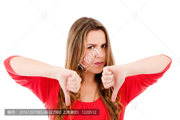 拇指向下的女人